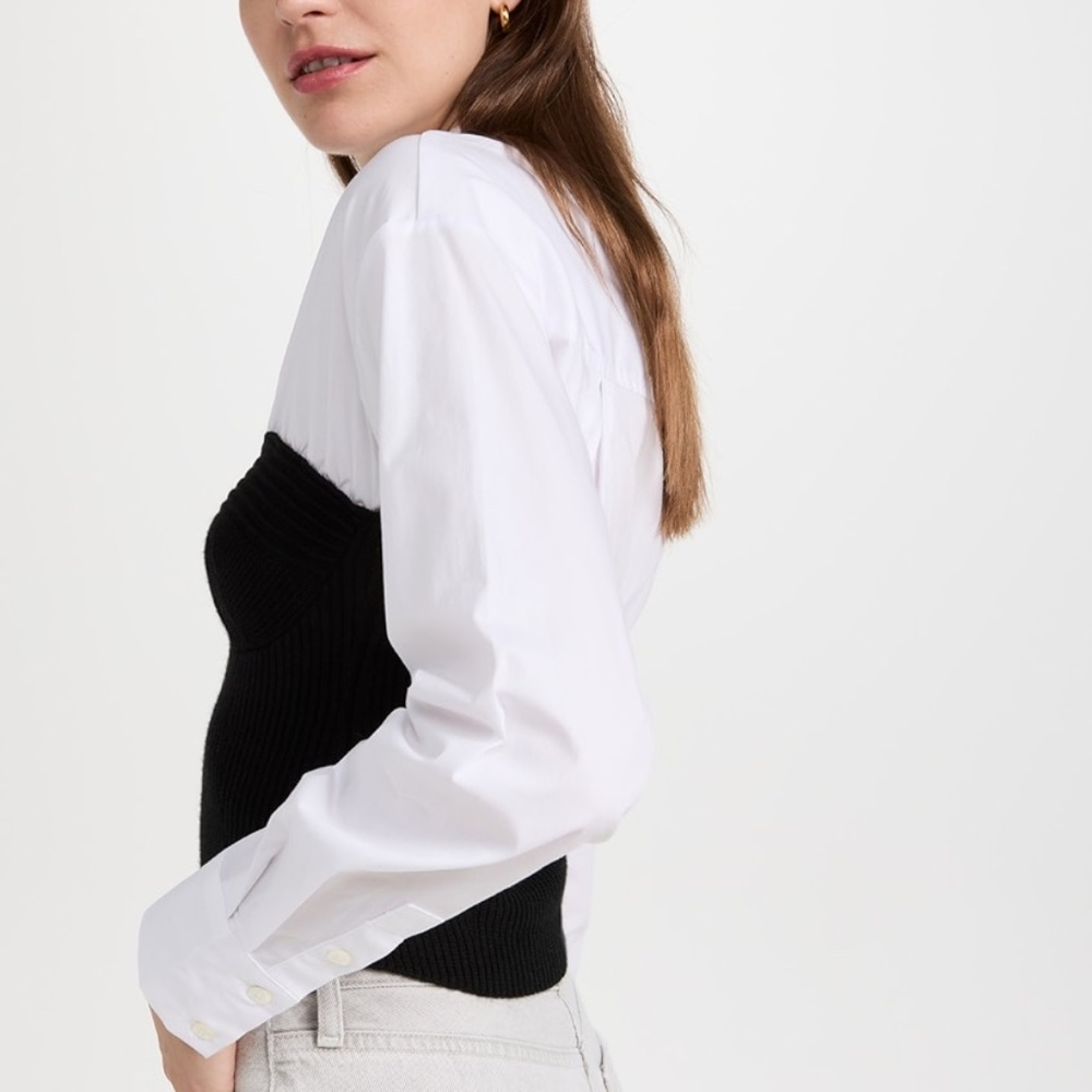 STAUD Hazel Top Size XS Long Sleeve Sweater Button Up - Picture 3 of 12